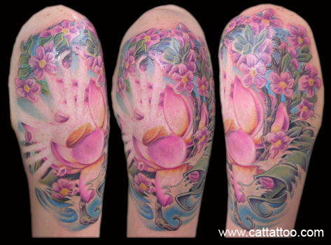 Tattoos - Lotus and Cherry Blossoms - 21961